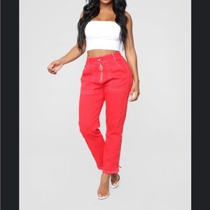 Fashion Nova thrilling Red Cargo boyfriend Jeans